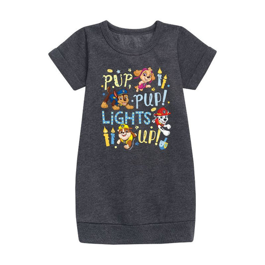 Girls' - Paw Patrol - Pup Pup Lights Up Graphic Short Sleeve Fleece Dress