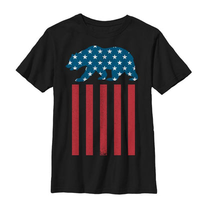 Boy's Lost Gods Fourth of July  Bear American Flag T-Shirt