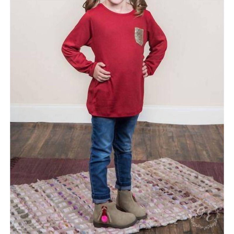 بلوزة بأكمام طويلة مزينة برقعة ترتر للبنات - Southern Grace