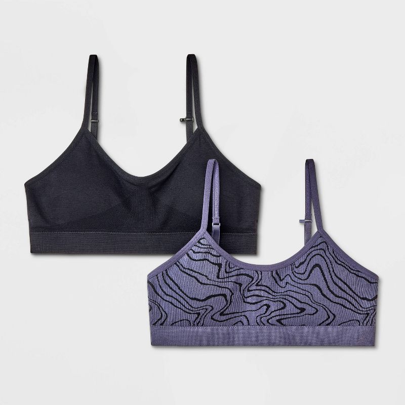 Girls' 2pk Seamless Ruched Bra - art class™ Gray/Black