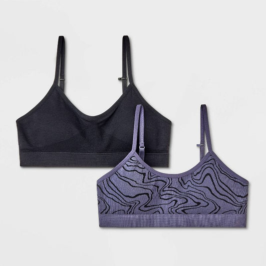 Girls' 2pk Seamless Ruched Bra - art class™ Gray/Black