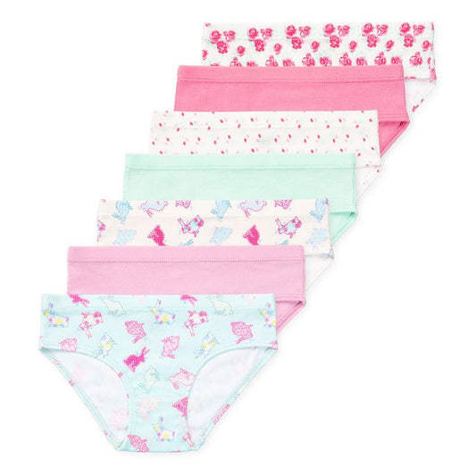 Lucky & Me Ryleigh Girls Organic Cotton Bikini Underwear Multiple Colors and Sizes (7-Pack)