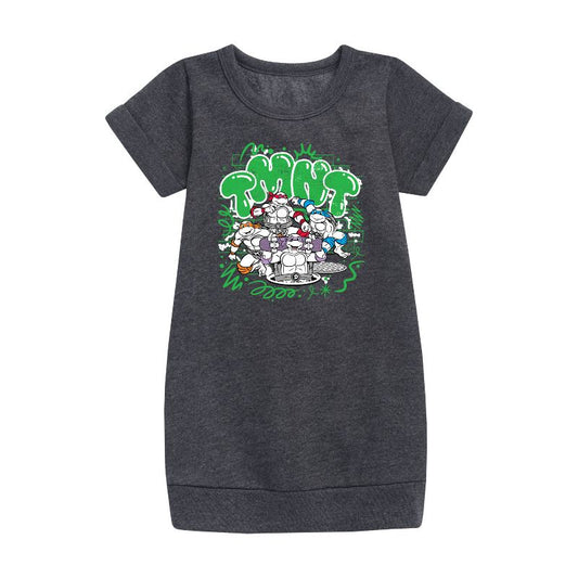 Girls' - Teenage Mutant Ninja Turtles - Paint Logo Graphic Short Sleeve Fleece Dress