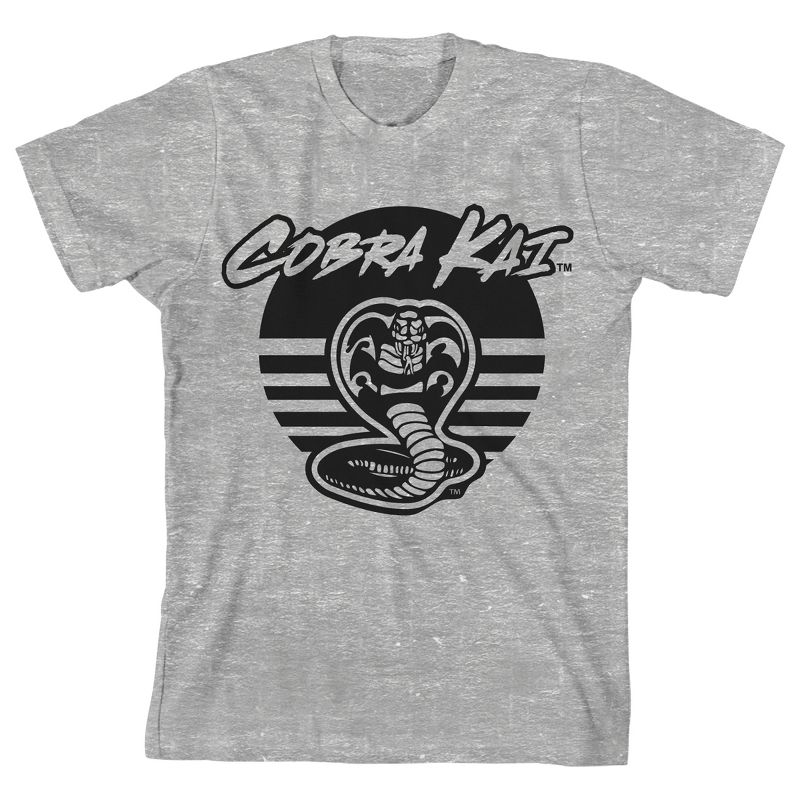 Cobra Kai Black Snake Icon Boy's Athletic Heather T-shirt
