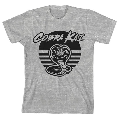 Cobra Kai Black Snake Icon Boy's Athletic Heather T-shirt
