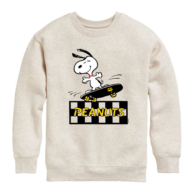 Boys' - Peanuts - Snoopy Skater Graphic Long Sleeve Fleece Sweatshirt