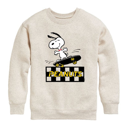 Boys' - Peanuts - Snoopy Skater Graphic Long Sleeve Fleece Sweatshirt