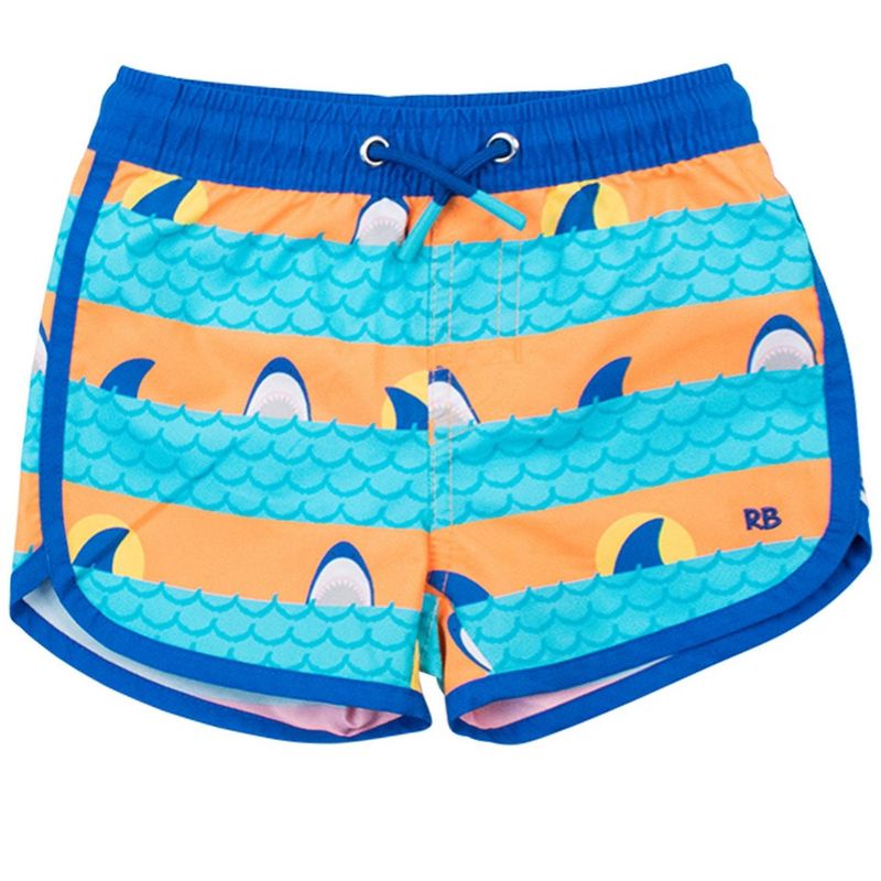 شورت سباحة للأولاد من RuggedButts بحماية من الشمس UPF50+ مع حاشية دولفين