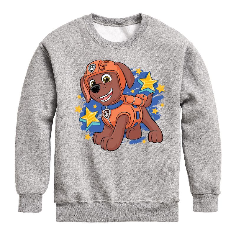 Boys' - Paw Patrol - Zuma Sketch Graphic Long Sleeve Fleece Sweatshirt