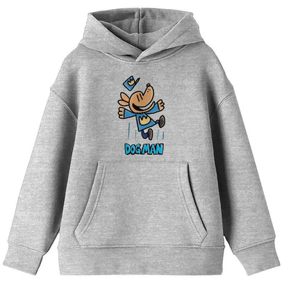 سويت شيرت رياضي بأكمام طويلة وغطاء للرأس من Dog Man Jumping للفتيات الصغيرات