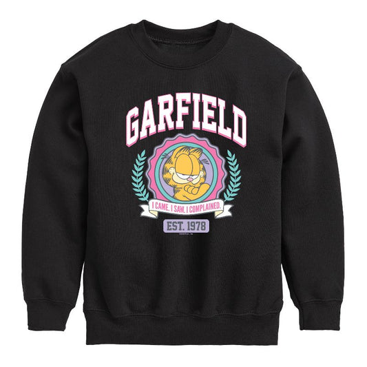 Boys' - Garfield - Collegiate Graphic Long Sleeve Fleece Sweatshirt