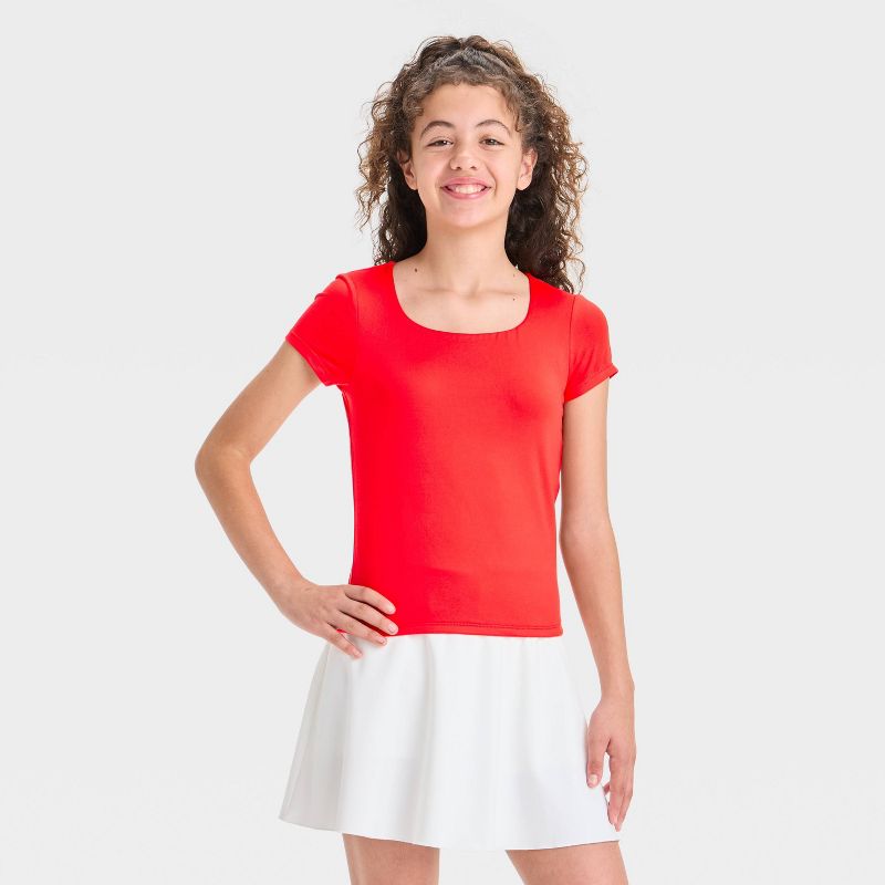 Girls' Short Sleeve Scoop Neck Super Soft T-Shirt - art class™