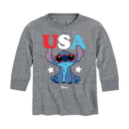 Boys' - Lilo and Stitch - Stitch USA Sunglasses Long Sleeve Graphic T-Shirt