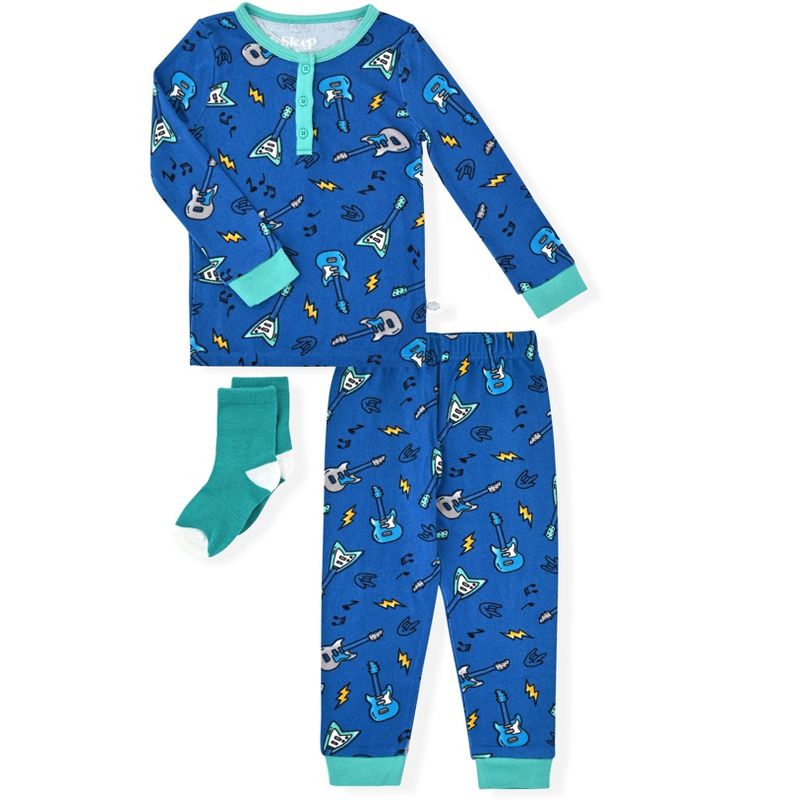 Sleep On It  Boys 2-Piece Super Soft Jersey Snug-Fit Pajama Set with Matching Socks - Baby Boy Pajamas and Toddler Pajama Sets
