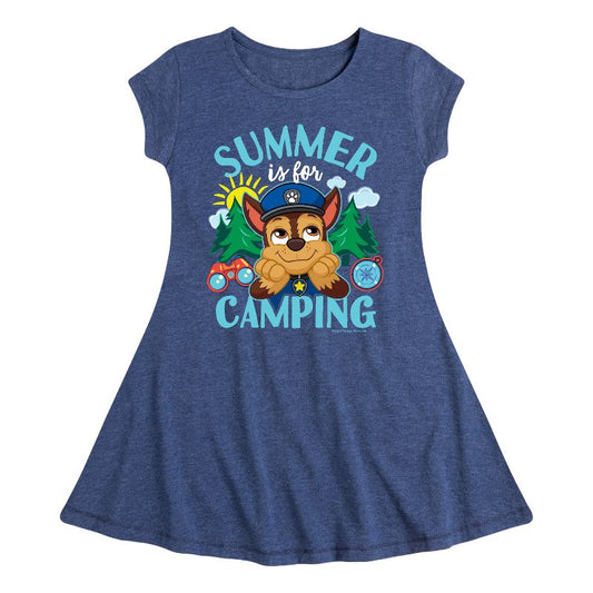 Girls' - Paw Patrol - Summer Is For Camping Fit & Flair Cap Sleeve Dress