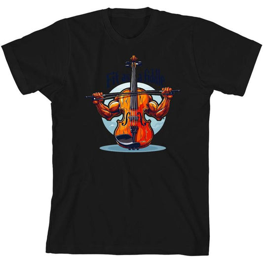 تي شيرت Fit as a Fiddle Violin للشباب برقبة دائرية وأكمام قصيرة