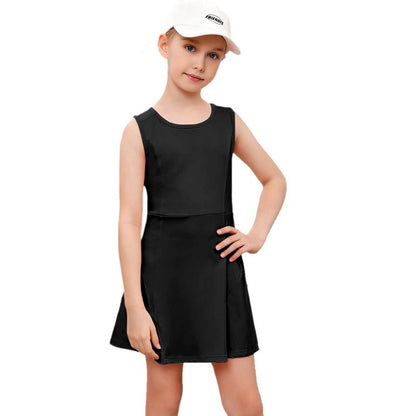 Girls Tennis Dress with Built-in Shorts Girls Athletic Dress Sleeveless A Line Tennis Dress Pleated Girls Golf Dress