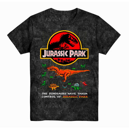 Boys Jurassic Park Dinosaur T-Shirt - Juassic World Classic Movie - 8Bit Dinosaur T-Rex Rawr Tie Dye Shirt