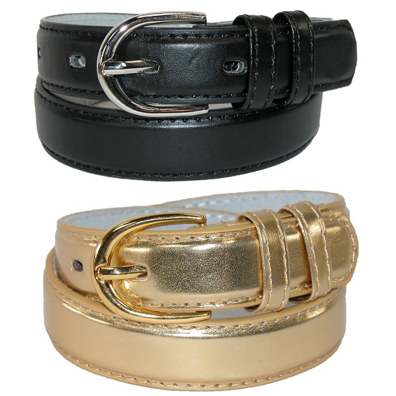 CTM Kid's Basic Leather Dress Belt (Pack of 2 Colors)