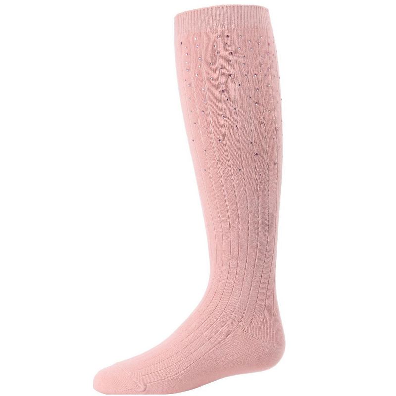 Memoi Girls' Ribbed Gemstone Knee High Socks