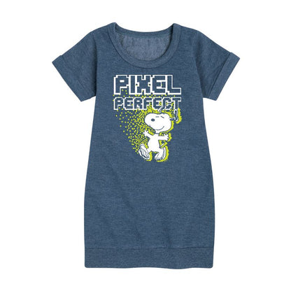 Girls' - Peanuts - Pixel Perfect Graphic Short Sleeve Fleece Dress