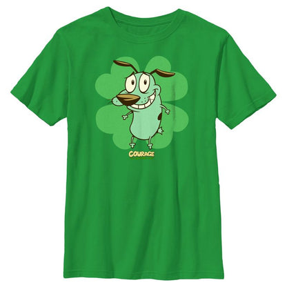 Boy's Courage the Cowardly Dog St. Patrick’s Day Clover T-Shirt