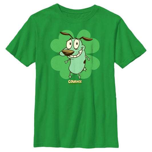 Boy's Courage the Cowardly Dog St. Patrick’s Day Clover T-Shirt