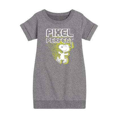 Girls' - Peanuts - Pixel Perfect Graphic Short Sleeve Fleece Dress