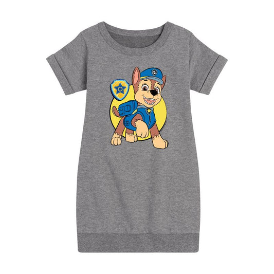 Girls' - Paw Patrol - Chase Sketch Graphic Short Sleeve Fleece Dress