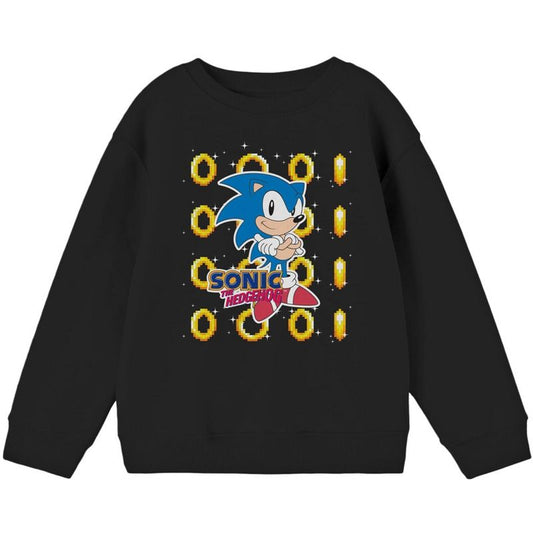 Sonic The Hedgehog Golden Rings Boy's Black Long Sleeve Shirt