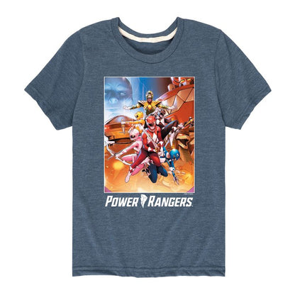 Boys' - Power Rangers - Retro Comic Cover- Boy's Short Sleeve Tee Short Sleeve Graphic T-Shirt