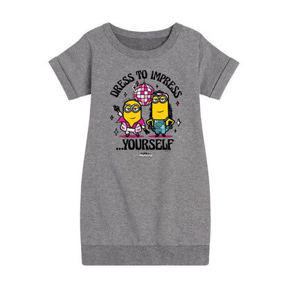 Girls' - Despicable Me Minions - Dress To Impress Yourself Graphic Short Sleeve Fleece Dress