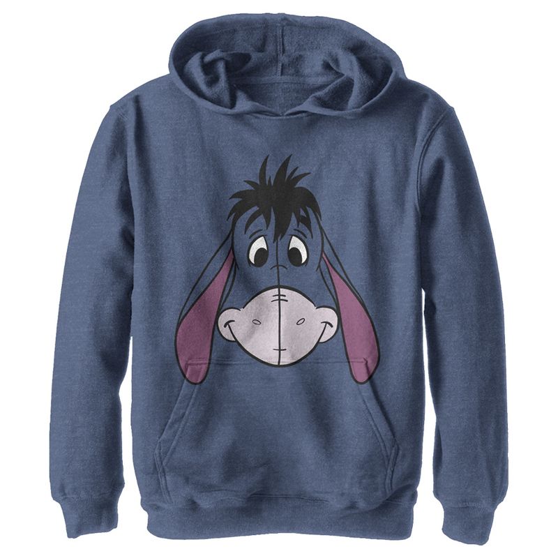 Boy's Winnie the Pooh Eeyore Face Portrait Pull Over Hoodie