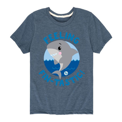 تي شيرت جرافيكي بأكمام قصيرة مطبوع عليه صورة سمكة قرش رائعة للأولاد من فيشر برايس