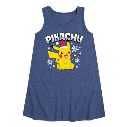 Girls' - Pokémon - Pikachu With Hat Graphic Sleeveless Aline Dress