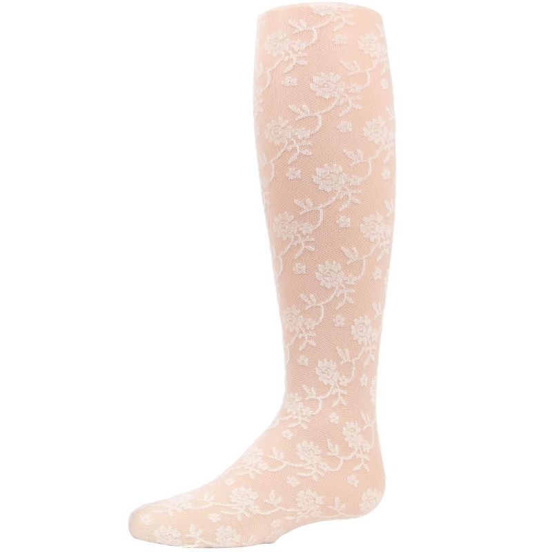 Memoi Girls' Floral Embroidery Roselle Sheer Tights