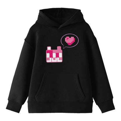 Minecraft Block Kitten with Block Heart Youth Black Graphic Hoodie