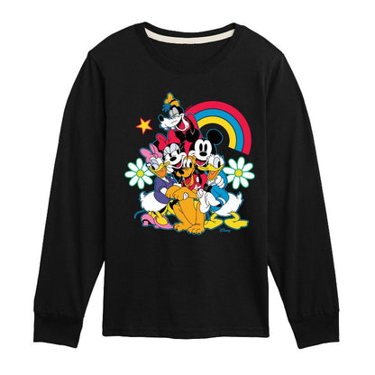Boys' - Disney - Character Group Rainbow Flower Long Sleeve Graphic T-Shirt