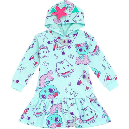 Dreamworks Gabby's Dollhouse Pandy Paws Cakey Cat MerCat Girls Fleece Dress Toddler to Big Kid