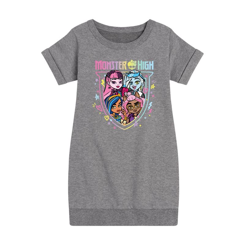 Girls' - Mattel - Class Crew In Attendance Graphic Short Sleeve Fleece Dress