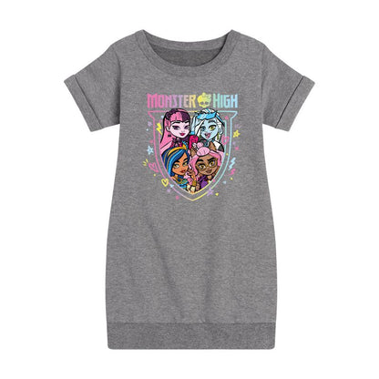 Girls' - Mattel - Class Crew In Attendance Graphic Short Sleeve Fleece Dress