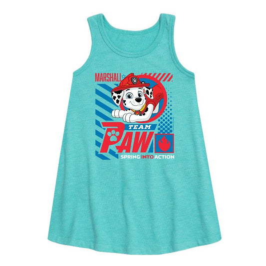 Girls' - Paw Patrol - Team Paw Marshall Graphic Sleeveless Aline Dress