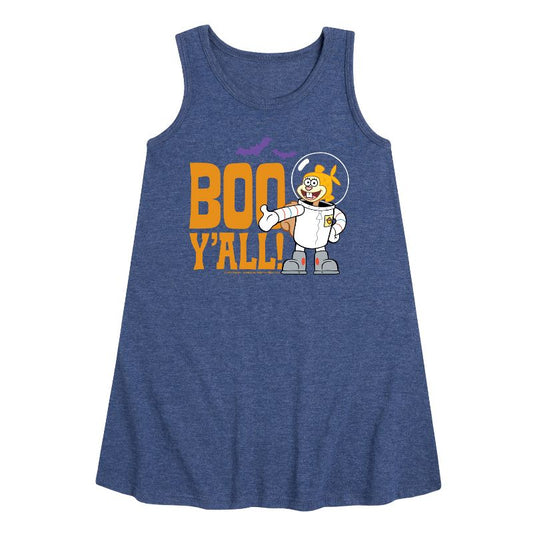 فستان ساندي بو يال الجرافيكي بدون أكمام بتصميم خطي للفتيات - سبونج بوب سكوير بانتس