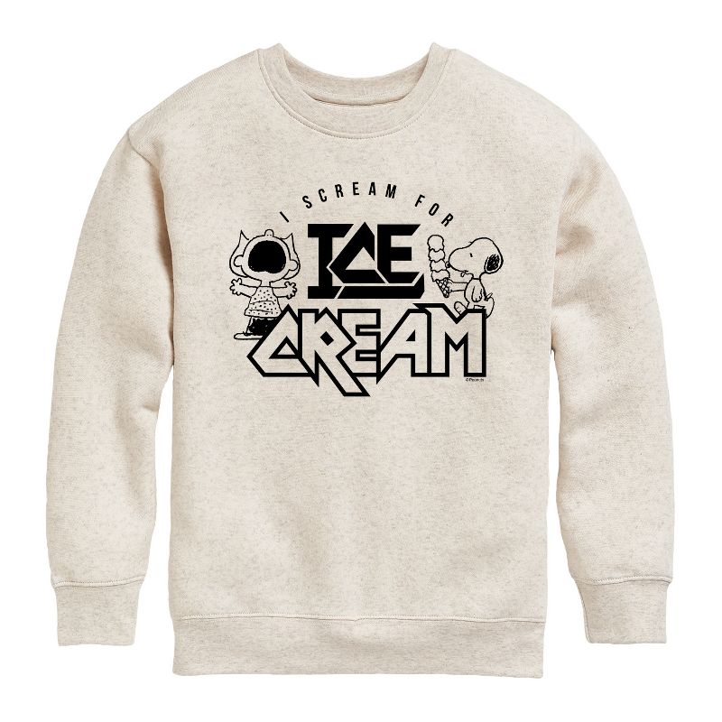 Boys' - Peanuts - I Scream For Ice Cream Graphic Long Sleeve Fleece Sweatshirt