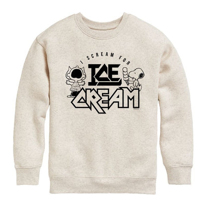 Boys' - Peanuts - I Scream For Ice Cream Graphic Long Sleeve Fleece Sweatshirt