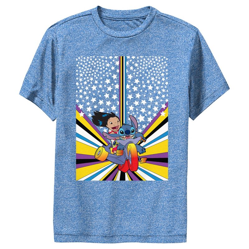 تي شيرت للأولاد بملصق أداء ليلو وستيتش فريندز على الدراجة