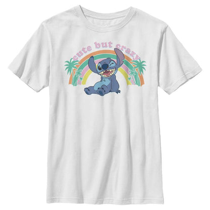 Boy's Lilo & Stitch Rainbow Cute But Crazy Palm Tree T-Shirt