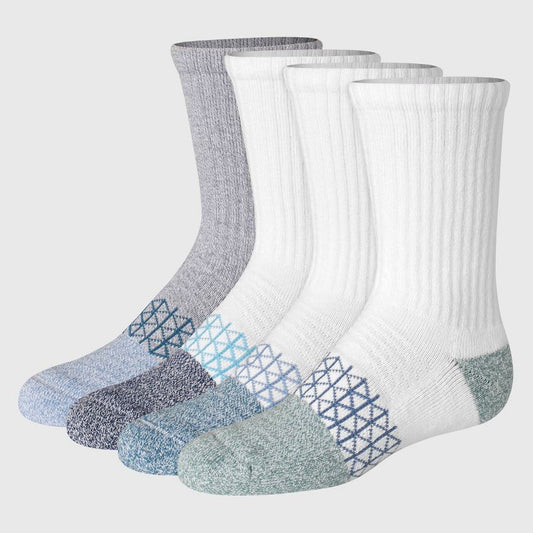 Hanes Boys' 4pk Absolute Active Crew Sock - White
