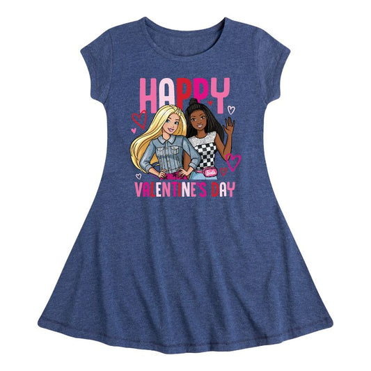 Girls' - Barbie - Happy Valentine's Day Fit & Flair Cap Sleeve Dress