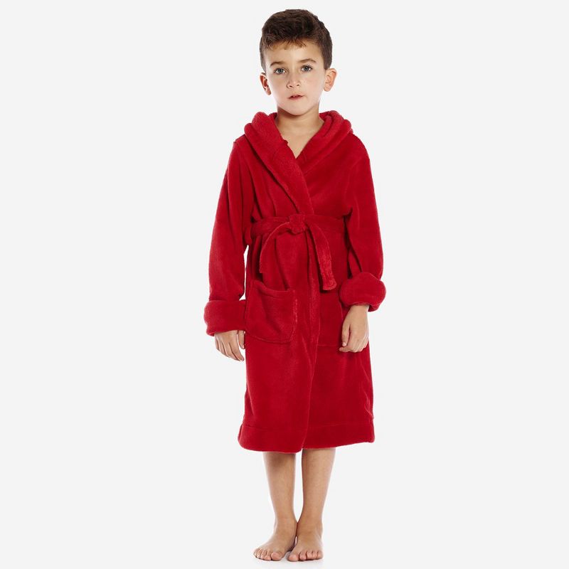 Leveret Kids Fleece Solid Color Hooded Robe (Part 2)